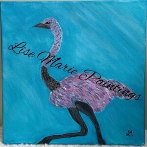 Colorful Ostrich Art on Canvas